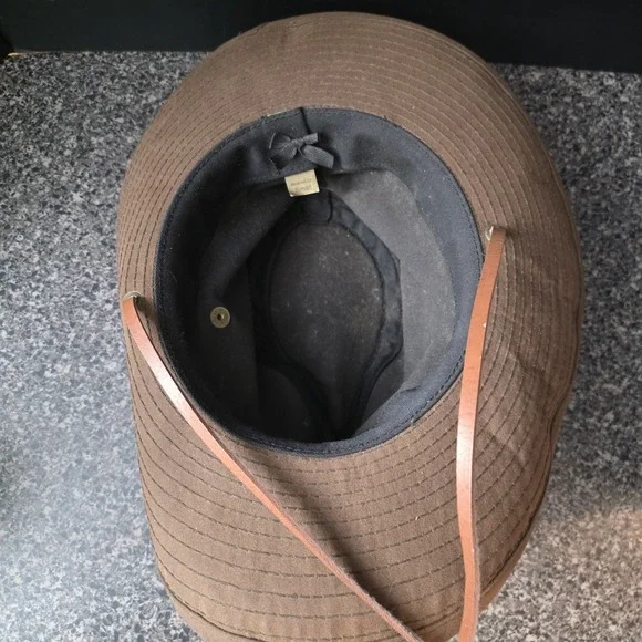 Tin Cloth Packer Hat‎ Oil Finish Waxed Canvas Leather Chin Strap Made USA Small - Picture 9 of 12